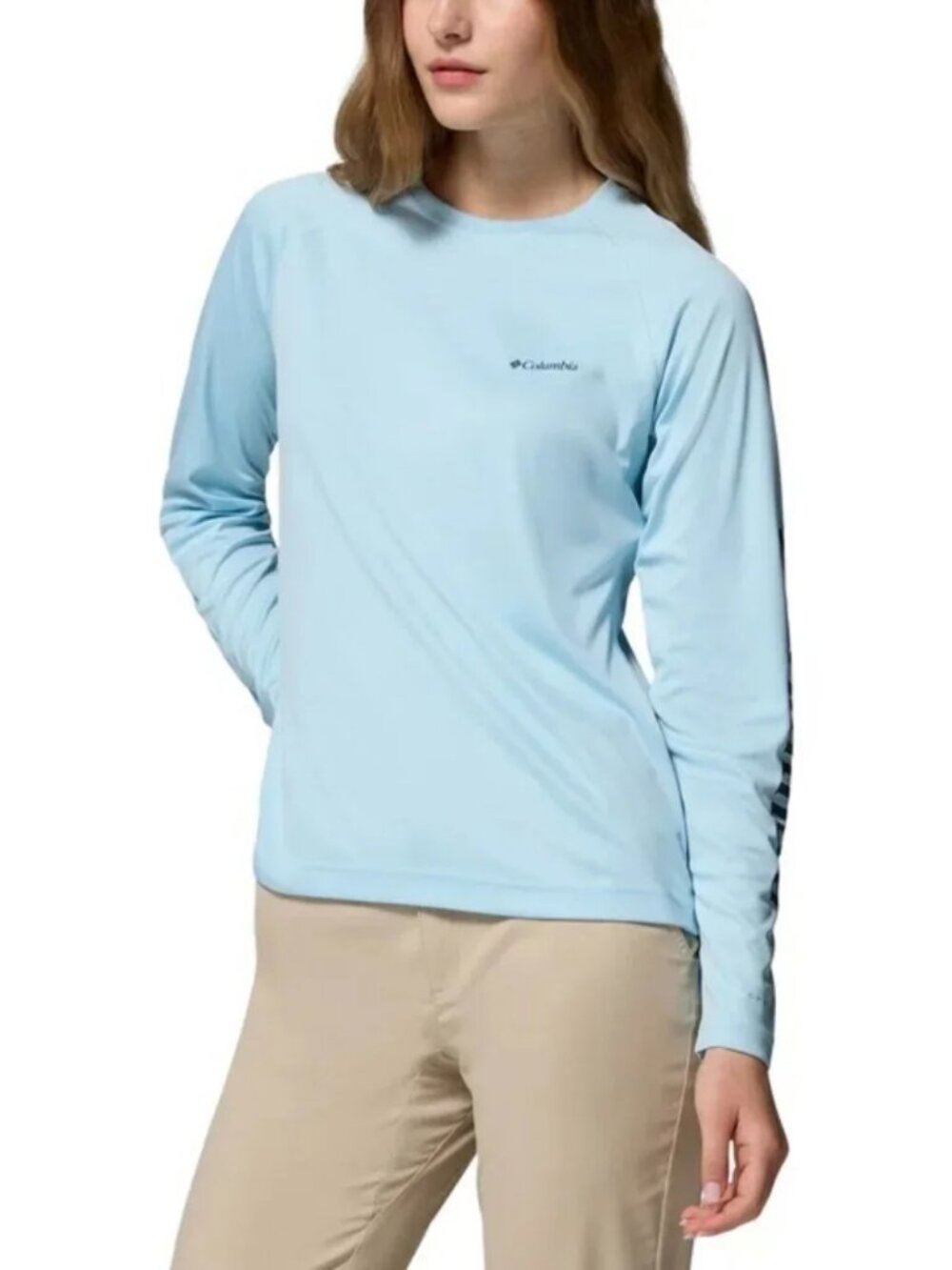 Columbia Women's Long Sleeve Sun Tee, Spring Blue - Picture 2 of 7